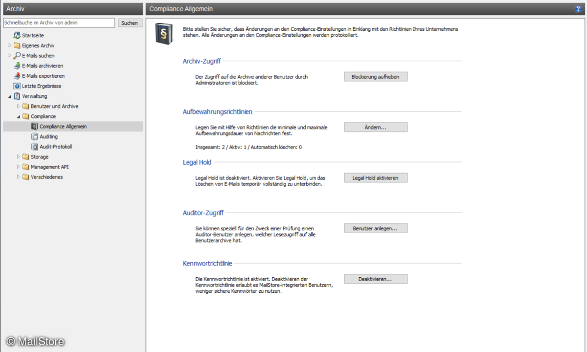 Update für Mail-Archivierung.