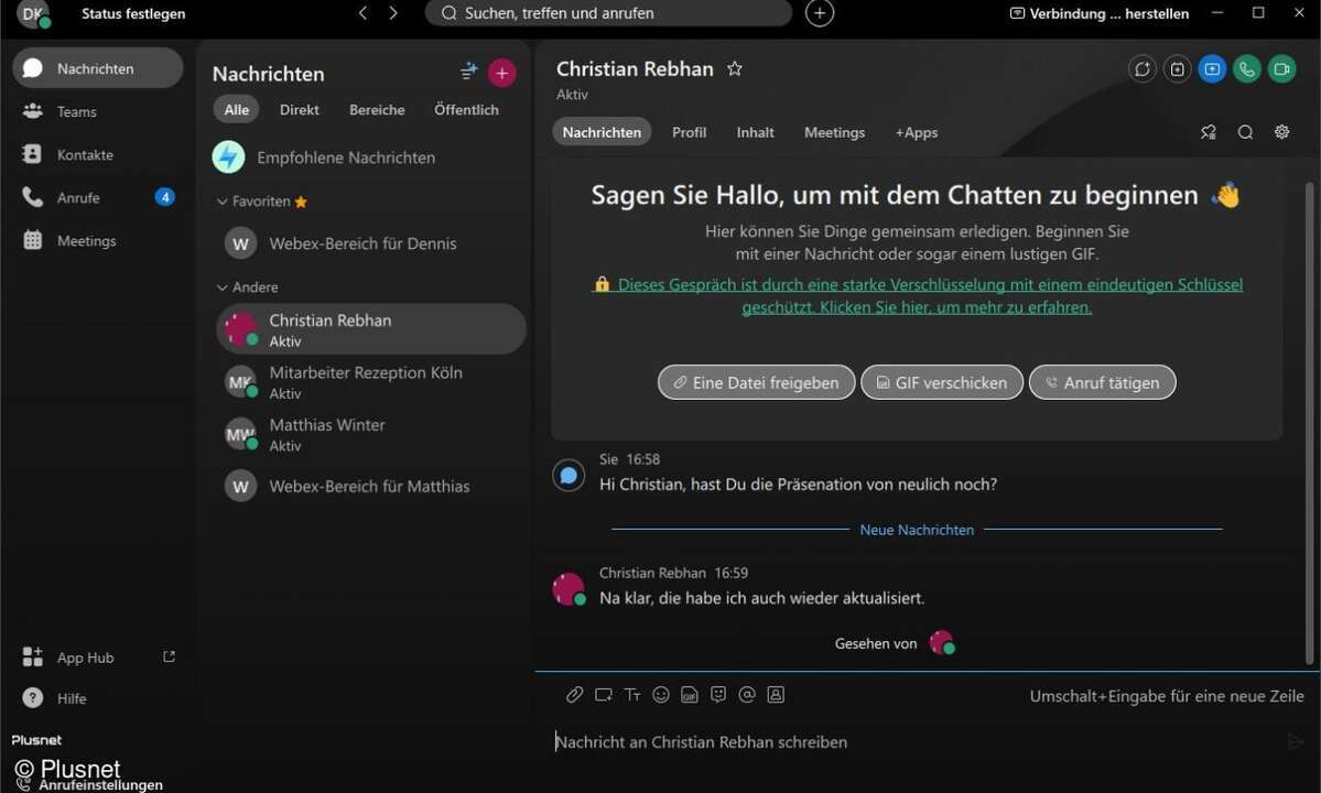Screenshot Plusnet Tengo Centraflex