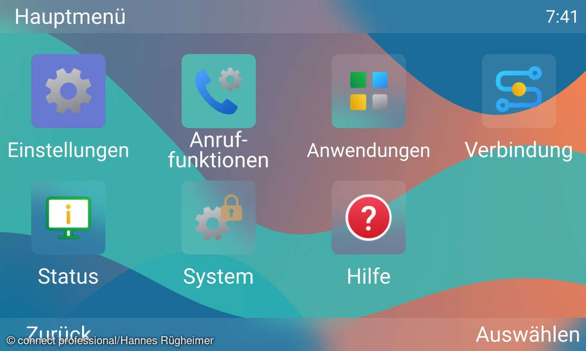 Display Snom D865 Hauptmenu