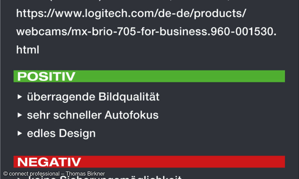 Pro-Con-Kasten Produkttest Logitech MX Brio