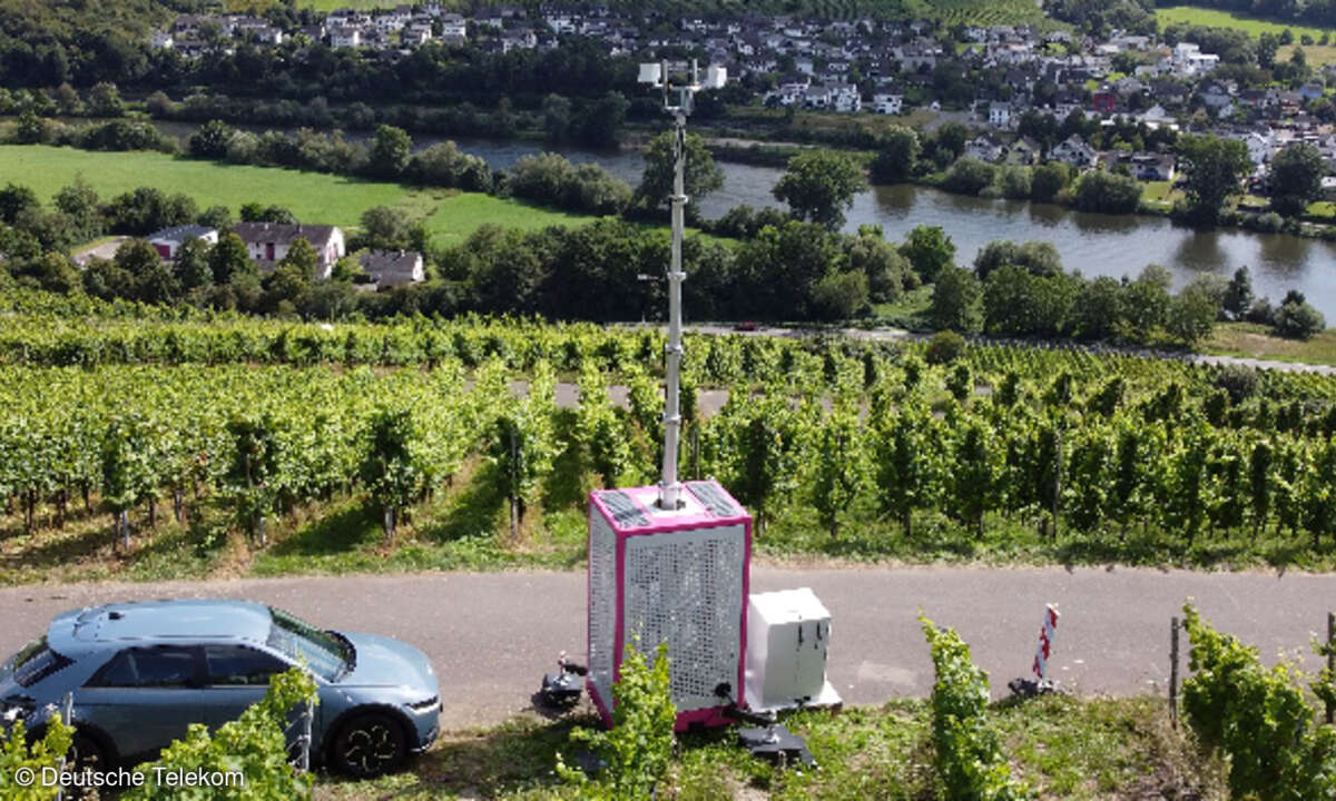 Telekom Mast, smarter Weinberg an der Mosel
