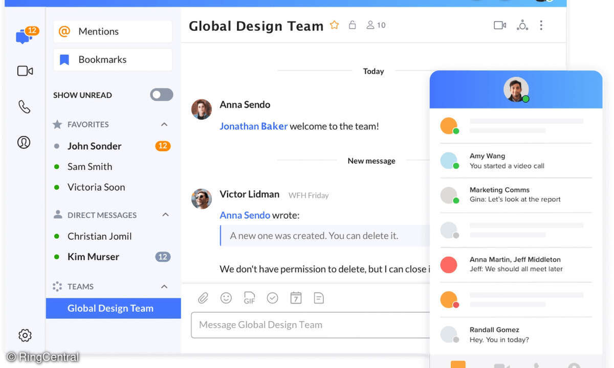 RingCentral Screenshot Cloud-Telefonie