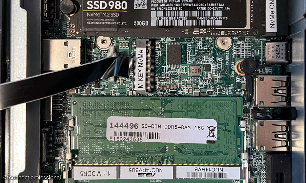 Der Exone bietet Platz für Erweiterungen wie etwa ein zweites RAM-Modul und eine kurze M-Key NVMe-SSD.