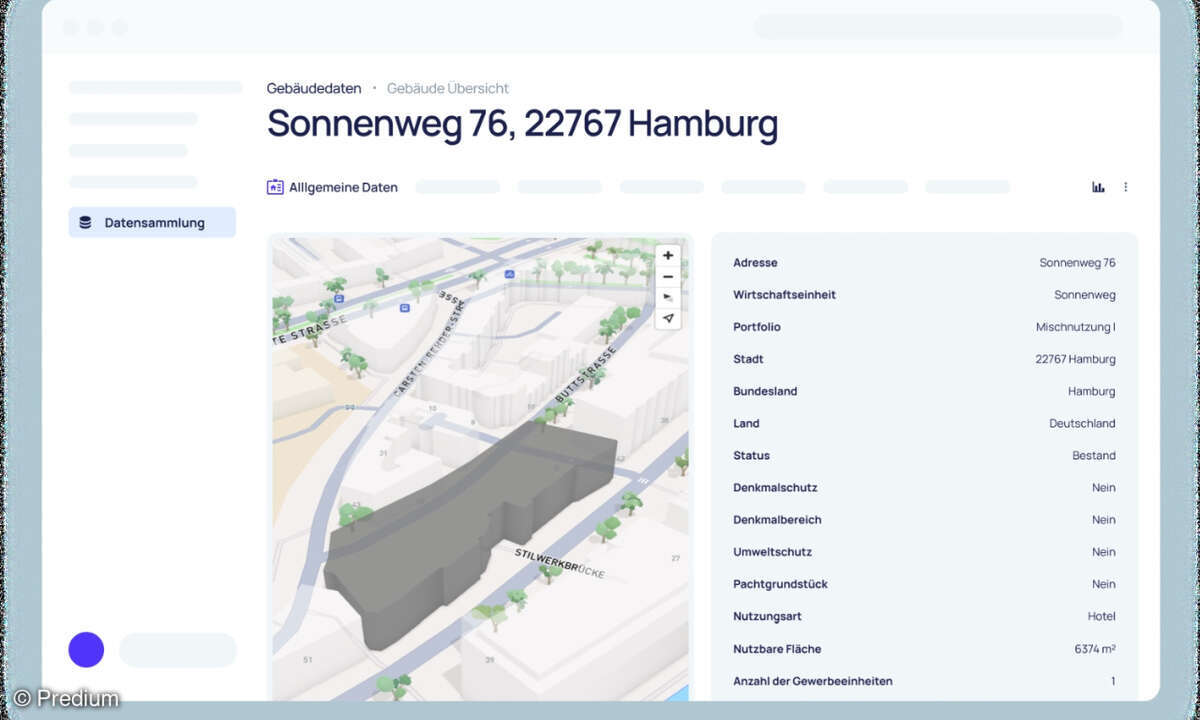 Predium Product Screen, Datensammlung