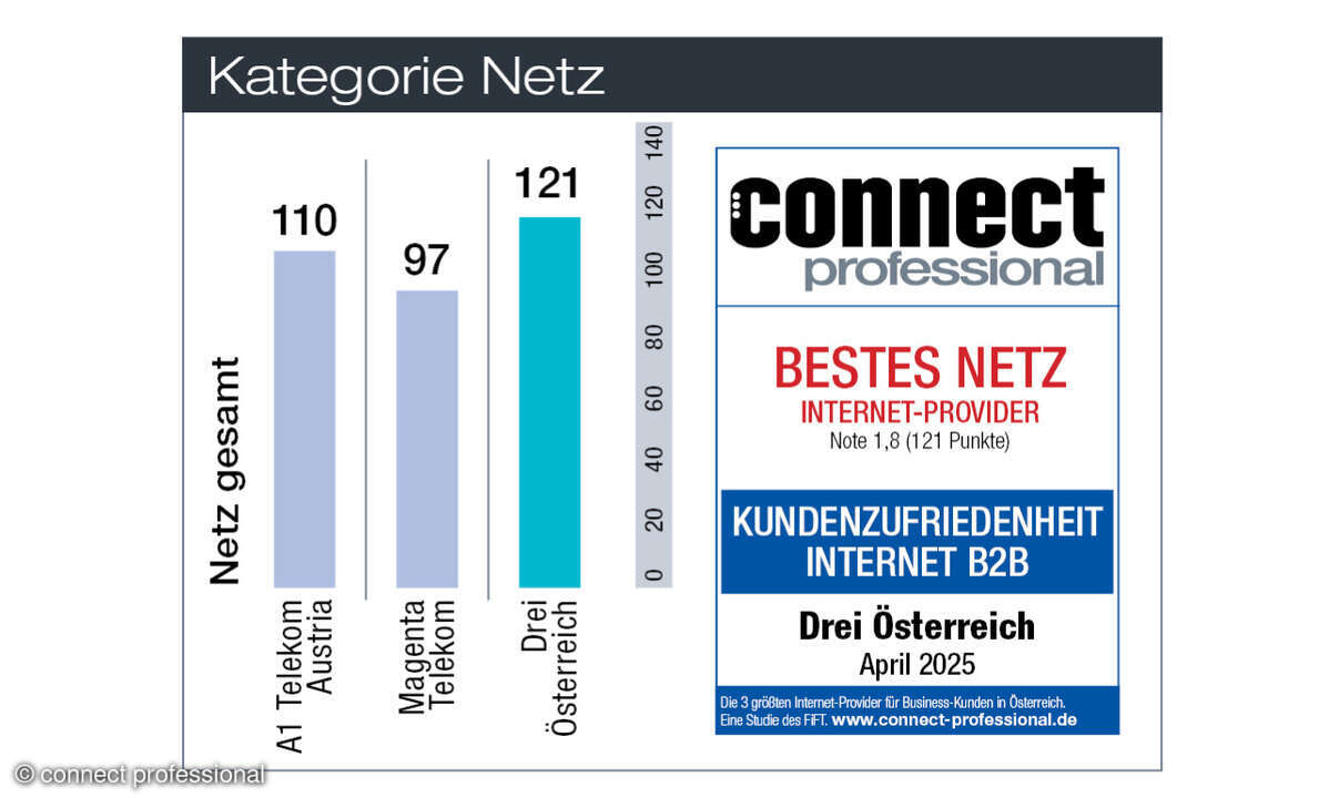 Kundenbarometer Internet B2B 2025 Österreich, Kategorie Netz