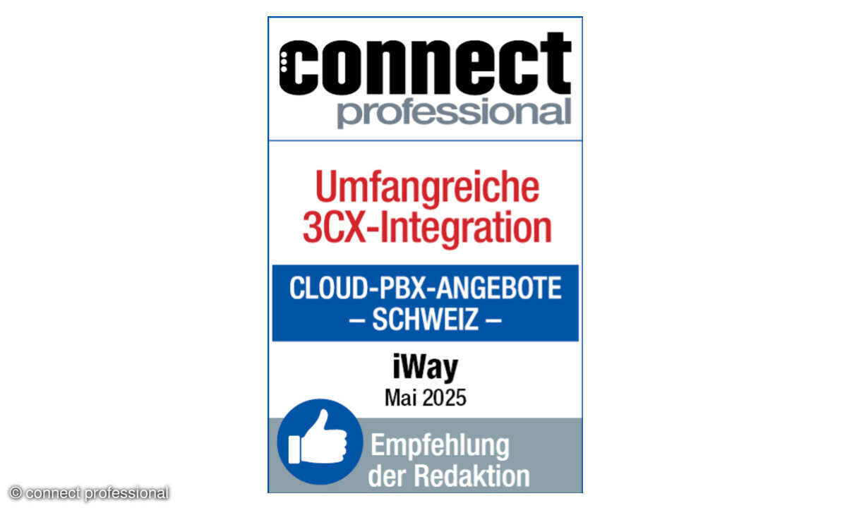 Empfehlungssiegel iWay Cloud-PBX-Angebot Schweiz, 2025