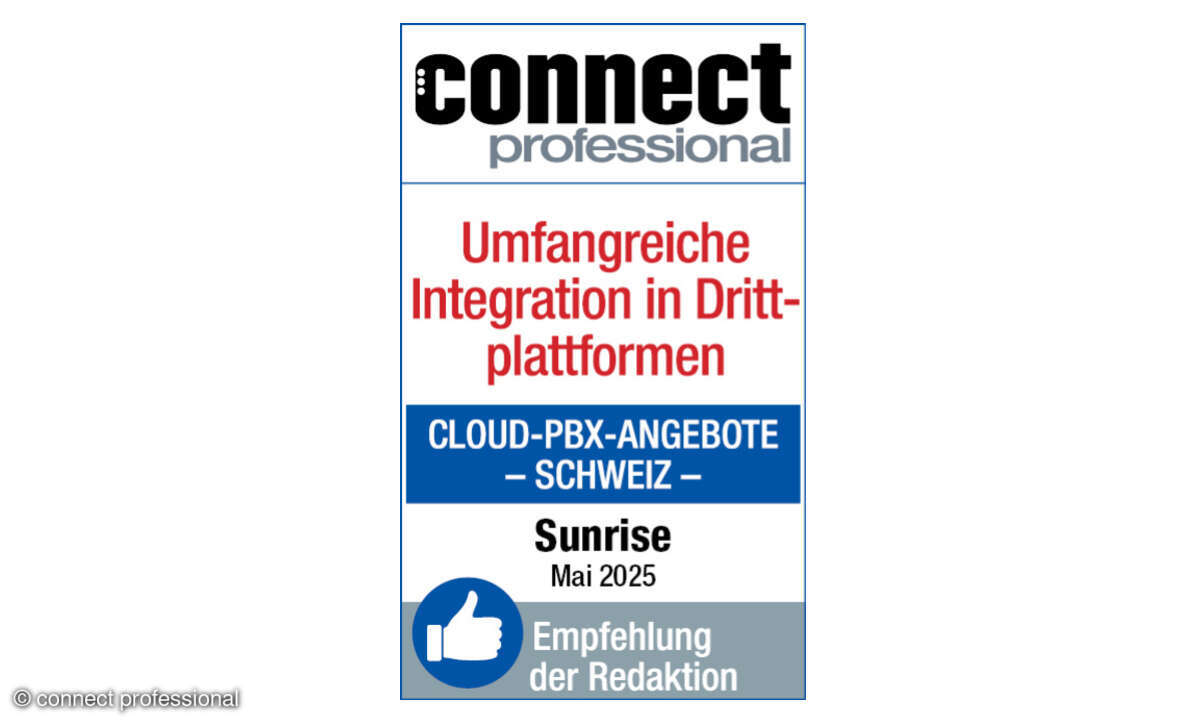 Empfehlungssiegel Sunrise Cloud-PBX-Angebot Schweiz, 2025