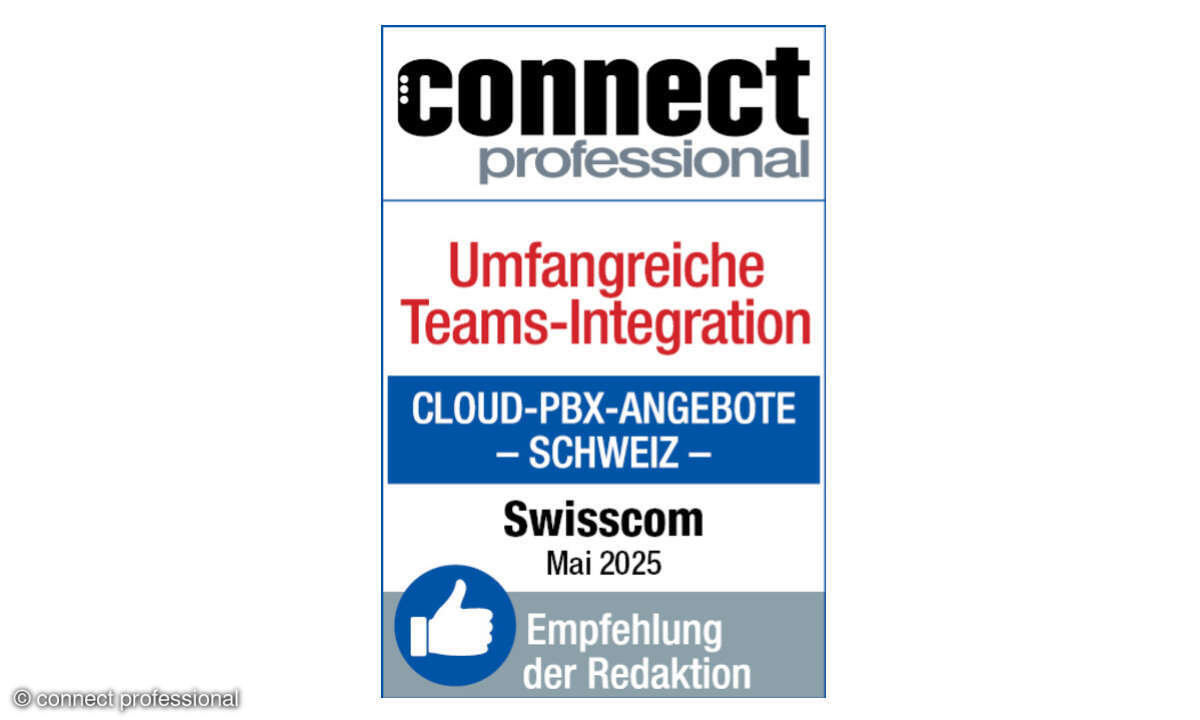 Empfehlungssiegel Swisscom Cloud-PBX-Angebot Schweiz, 2025