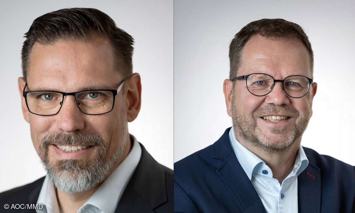 Lars Michelsen, Sales Manager Distribution DE/AT und Lutz Hardge, Regional Sales Director DACH bei AOC/MMD