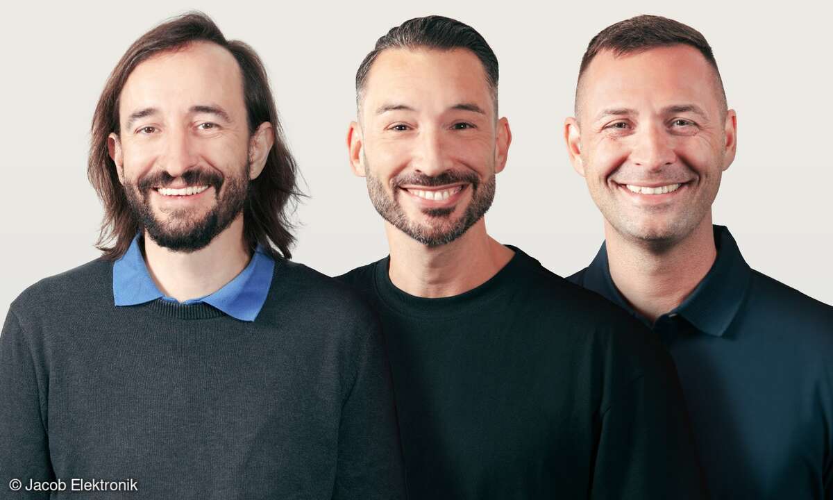 Die Gesellschafter und Geschäftsführer von Jacob Elektronik: Christian Pochat, David, Mergenthaler und Hendrik Hörschelmann