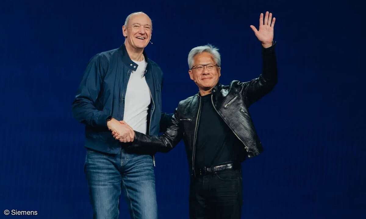 Siemens-CEO Roland Busch mit Nvidia-Chef Jensen Huang auf der CES