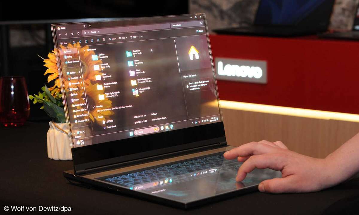 2024 zeigte Lenovo in Barcelona einen Laptop mit einem durchsichtigen Bildschirm aus Glas