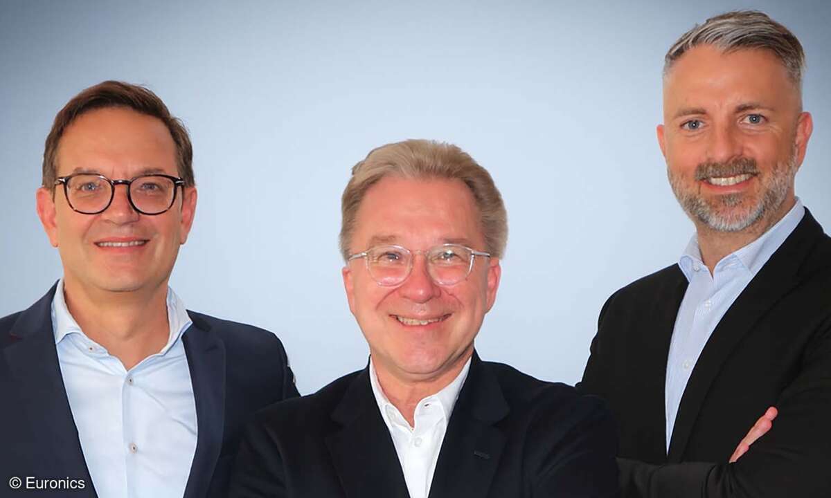 Das Euronics-Vorstandstrio: Albrecht Bauer, Benedict Kober und Brendan Lenane (vlks.)