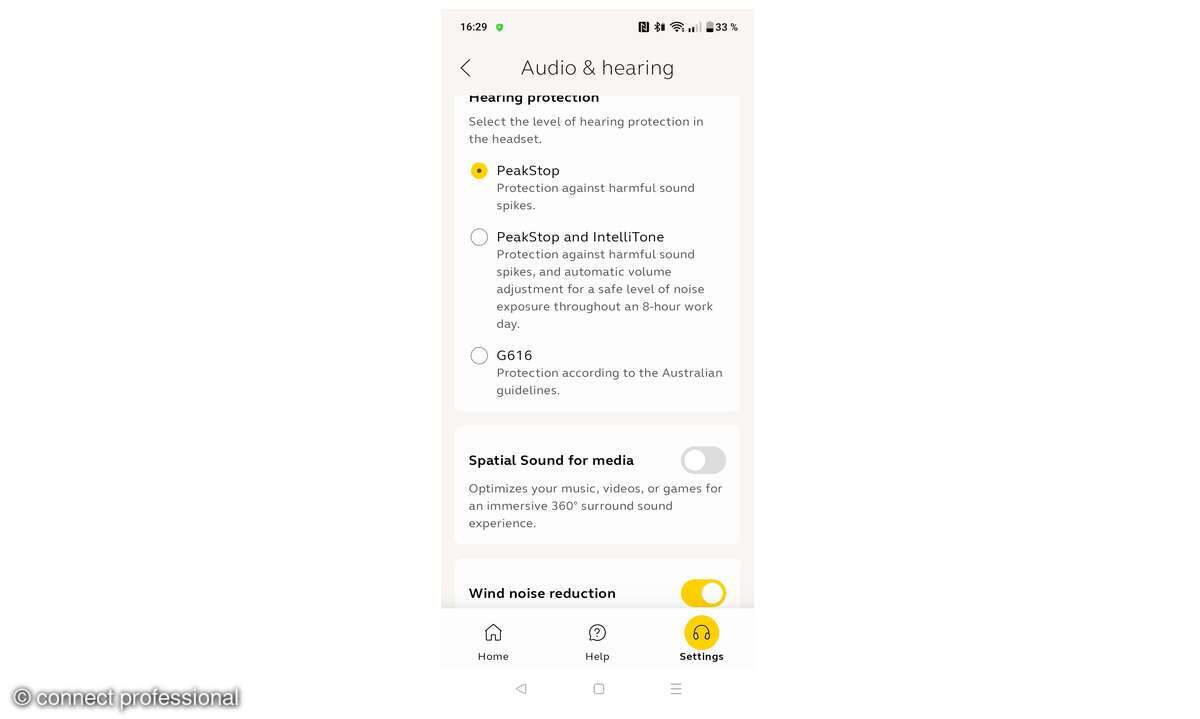 Screenshot App Jabra Evolve3 Steuerung 